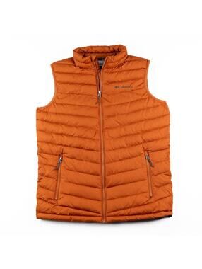 Columbia Omni Heat Puffer Vest Mens Medium Orange Lightweight Full Zip